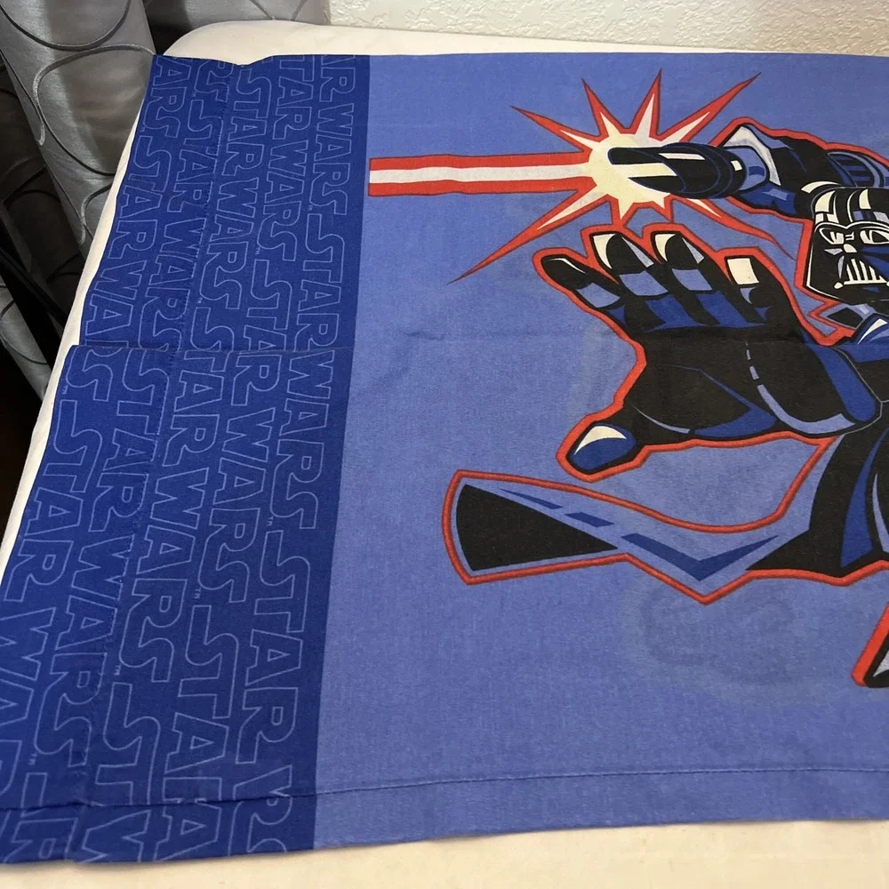 Vintage Star Wars One Pillowcase Darth Vader YODA 2005 Blue 29.5